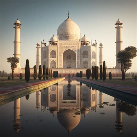 Un Edificio Blanco Con Un Reflejo Del Taj Mahal En El Agua Foto Premium