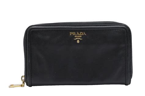 Prada Saffiano Leather Zip Around Long Wallet Gem