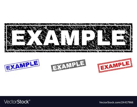 Grunge Example Scratched Rectangle Stamps Vector Image