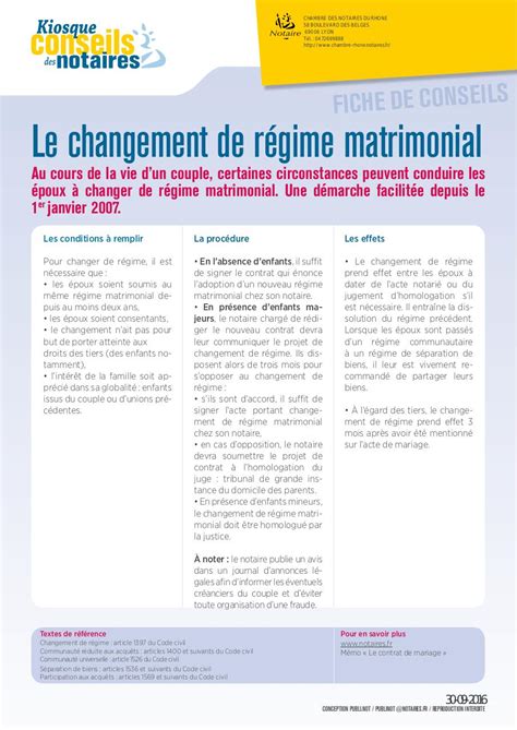 Le Changement De R Gime Matrimonial