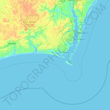 Oak Island Topographic Map Elevation Terrain