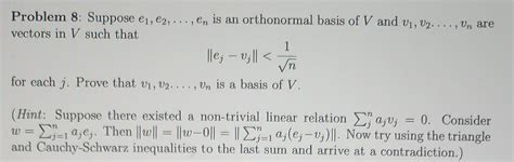 Solved Problem Suppose E E En Is An Orthonormal Basis Chegg