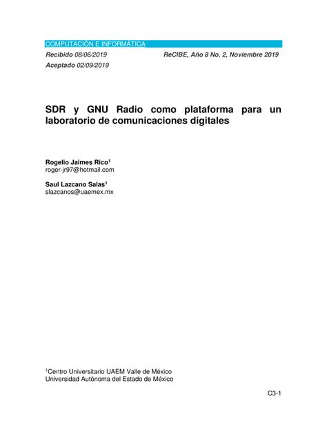 PDF SDR Y GNU Radio Como Plataforma Para Un Laboratorio De