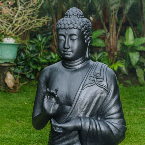 Statue De Bouddha Assis En Fibre De Verre Position Chakra Cm Noir