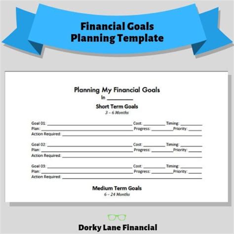 Financial Goals Worksheet Printable Template | Etsy