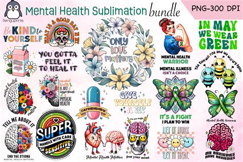 Mental Health Sublimation Bundle Graphic By Penguprints · Creative Fabrica