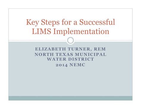 Pdf Key Steps For A Successful Lims Docs 2014 Presentations Tue Lims