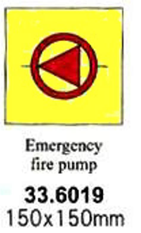 Fire Control Sign Emergenct Fire Pump 150x150mm Impa 336019