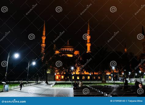 Night Blue Mosque in Istanbul, Turkey Stock Image - Image of europe ...