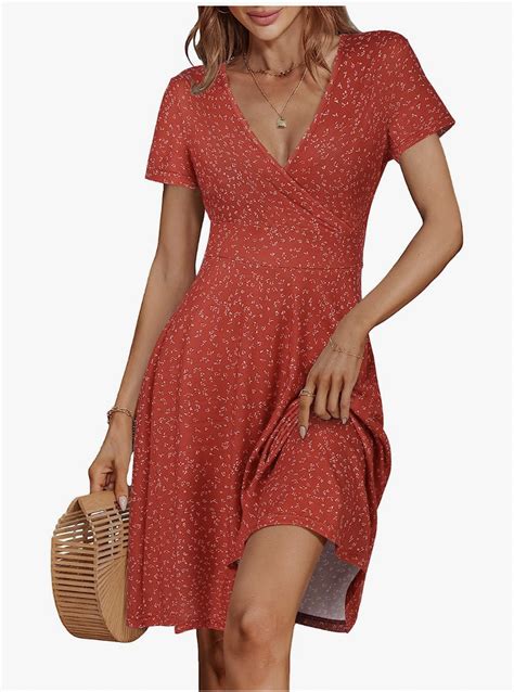 Msbasic Summer Dresses For Women 2024 Short Sleeve V Neck Wrap Dress