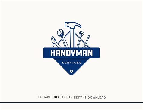Editable Logo Design Handyman Logo Home Repair Logo Maintenance
