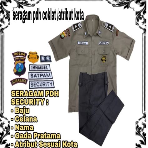 Jual SERAGAM PDH SATPAM COKLAT TERBARU 2021 SERAGAM SECURITY PDH BARU