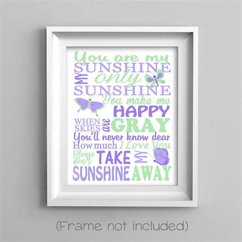 You Are My Sunshine Nursery Decor Butterfly Nursery Mint and - Etsy