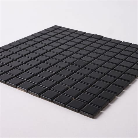 Simple Black 1x1 Square Ceramic Mosaic Matte Tilezz