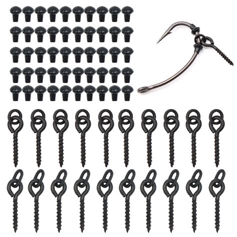 70pcs Carp Fishing Accessories Fishing Hook Bait Screw Stopper Rubber