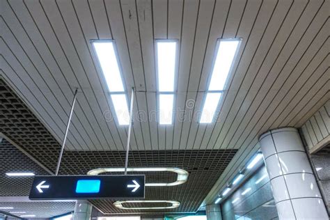 Led Ceiling Light in Modern Commercial Building Stock Image - Image of ...