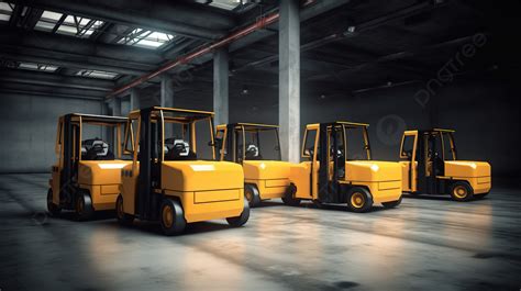 Forklift Trucks In A Factory A 3d Rendering Background Forklift Truck Forklift Cargo