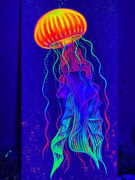 Black Light Jellyfish Painting Jellyfish Painting Canvas Painting