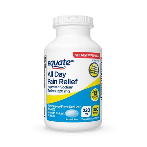 Equate Naproxen Sodium Tablets Usp 220 Mg Pain Reliever And Fever