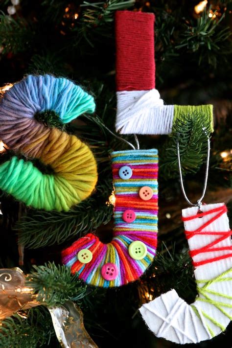 Yarn Wrapped Cardboard Initial Ornaments Happy Hooligans