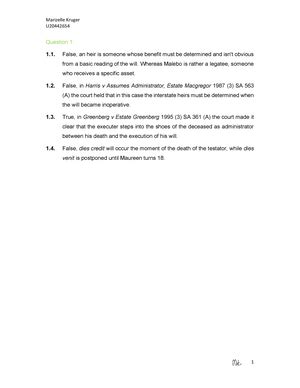 ERF Semester TEST 2 COPYRIGHT RESERVED FACULTY OF LAW DEPARTMENT OF