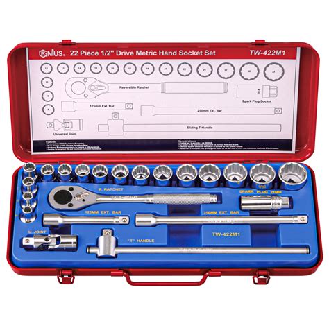 Genius Tools Piece Dr Metric Hand Socket Set Point Tw