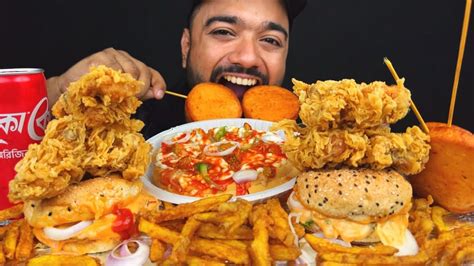 Asmr Mukbang Kfc Burgers🍔 Chicken Pizza🍕french Fries🍟 Fried Chicken🍗