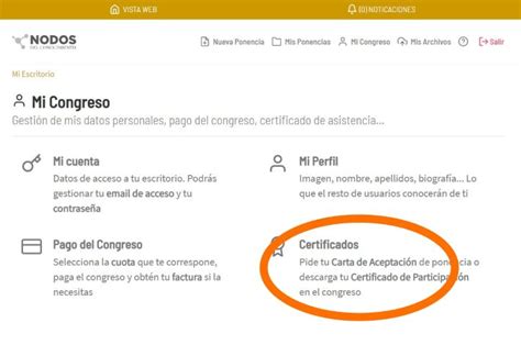 Certificados de participación Congreso Internacional Nodos del