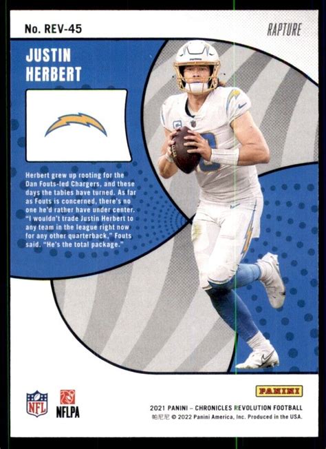 Justin Herbert Revolution Rapture Los Angeles Chargers No Rev