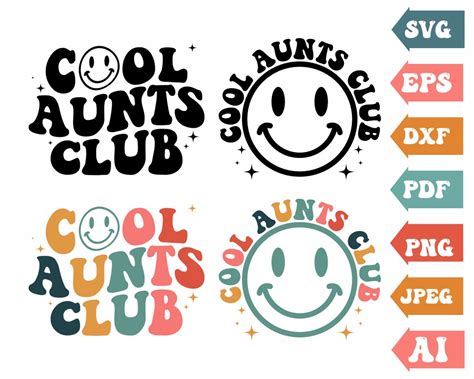 Cool Aunts Club Svg Wavy Svg Wavy Text Retro Svg Cool Etsy