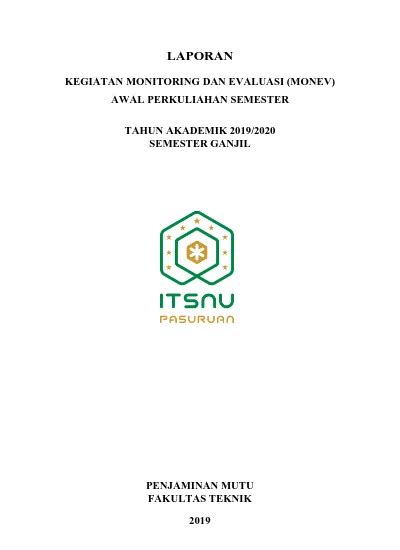 LAPORAN KEGIATAN MONITORING DAN EVALUASI MONEV AWAL PERKULIAHAN SEMESTER