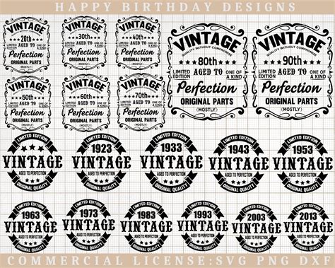 Aged To Perfectionvintage Birthday Svg Birthday Svgaged To Etsy Australia