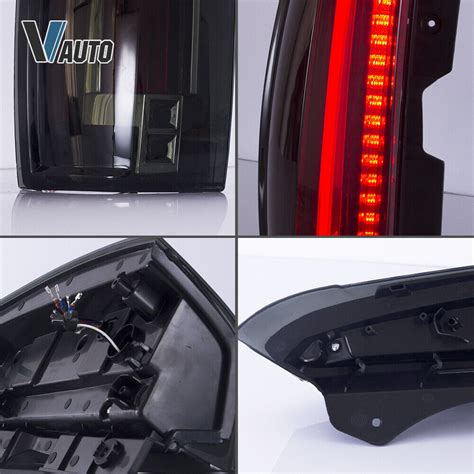 Pair Led Smoked Black Tail Light For Cadillac Escalade Esv