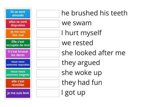 PAST TENSE REFLEXIVE VERBS Une Las Parejas