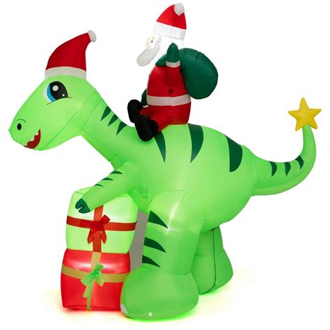 Feet Lighted Christmas Inflatable Santa Claus Dinosaur Decoration