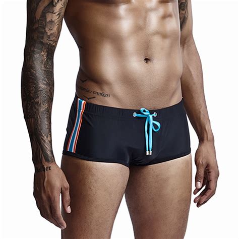 Mizok Mens Boxer Swimwear Sexy Low Rise Bikini Briefs Swimsuit Silky