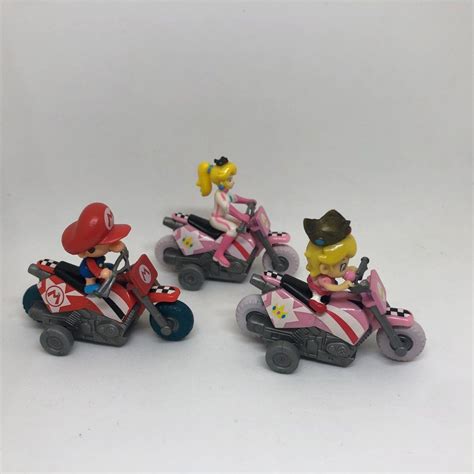 Nintendo Super Mario Baby Mario Princess Peach Bike Kart Figure Set ...