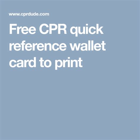 Free Cpr Quick Reference Wallet Card To Print Cpr Instructions Cpr