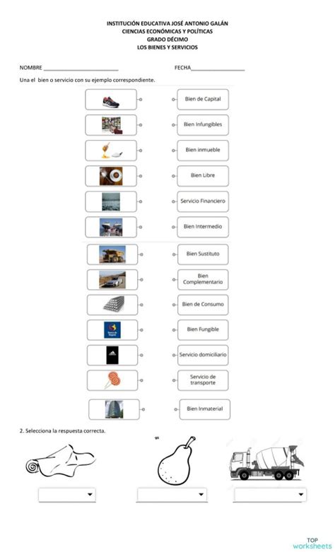 Bienes Y Servicios Ficha Interactiva Topworksheets