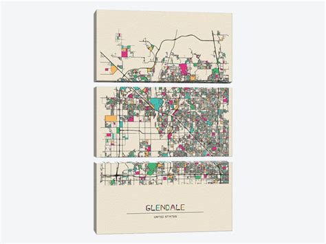 Glendale Arizona City Map Canv Canvas Wall Art Ayse Deniz Akerman