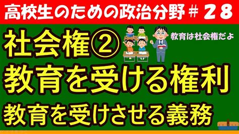 【高校生のための政治・経済】教育を受ける権利・教育を受けさせる義務28 Youtube