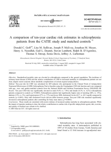 Pdf A Comparison Of Ten Year Cardiac Risk Estimates In Schizophrenia