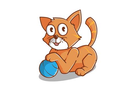 Cat Playing Ball Cartoon Illustration Graphic by xis666.graphic · Creative Fabrica