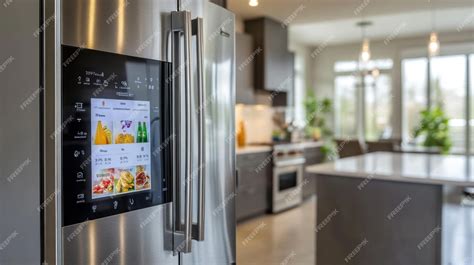 Modern Kitchen with Smart Refrigerator | Premium AI-generated image