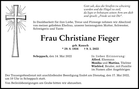 Traueranzeigen von Christiane Fieger Allgäuer Zeitung