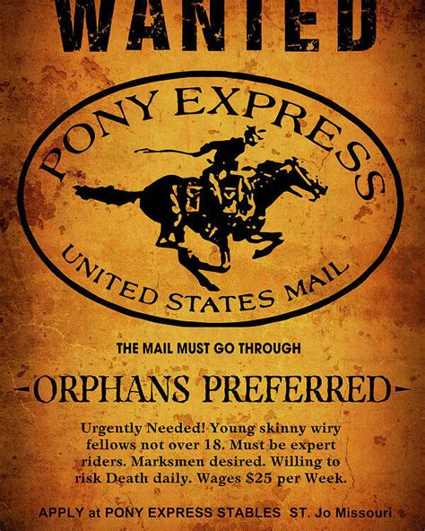 Pony Express Wanted Poster Poster By Daniel Hagerman