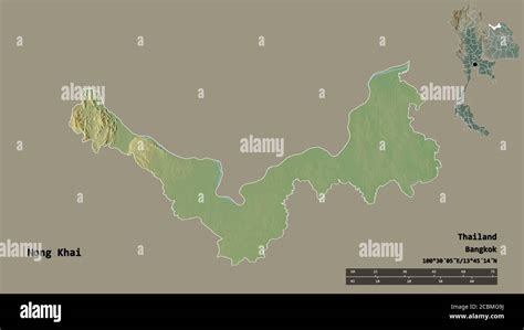 Shape Of Nong Khai Province Of Thailand With Its Capital Isolated On