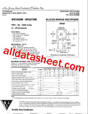 Br M Datasheet Pdf New Jersey Semi Conductor Products Inc