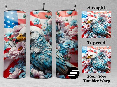 3D American Flag Eagle Tumbler Wrap PNG Graphic By Efuture Studio