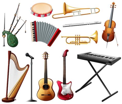 Premium Vector Different Types Of Musical Instrument On White